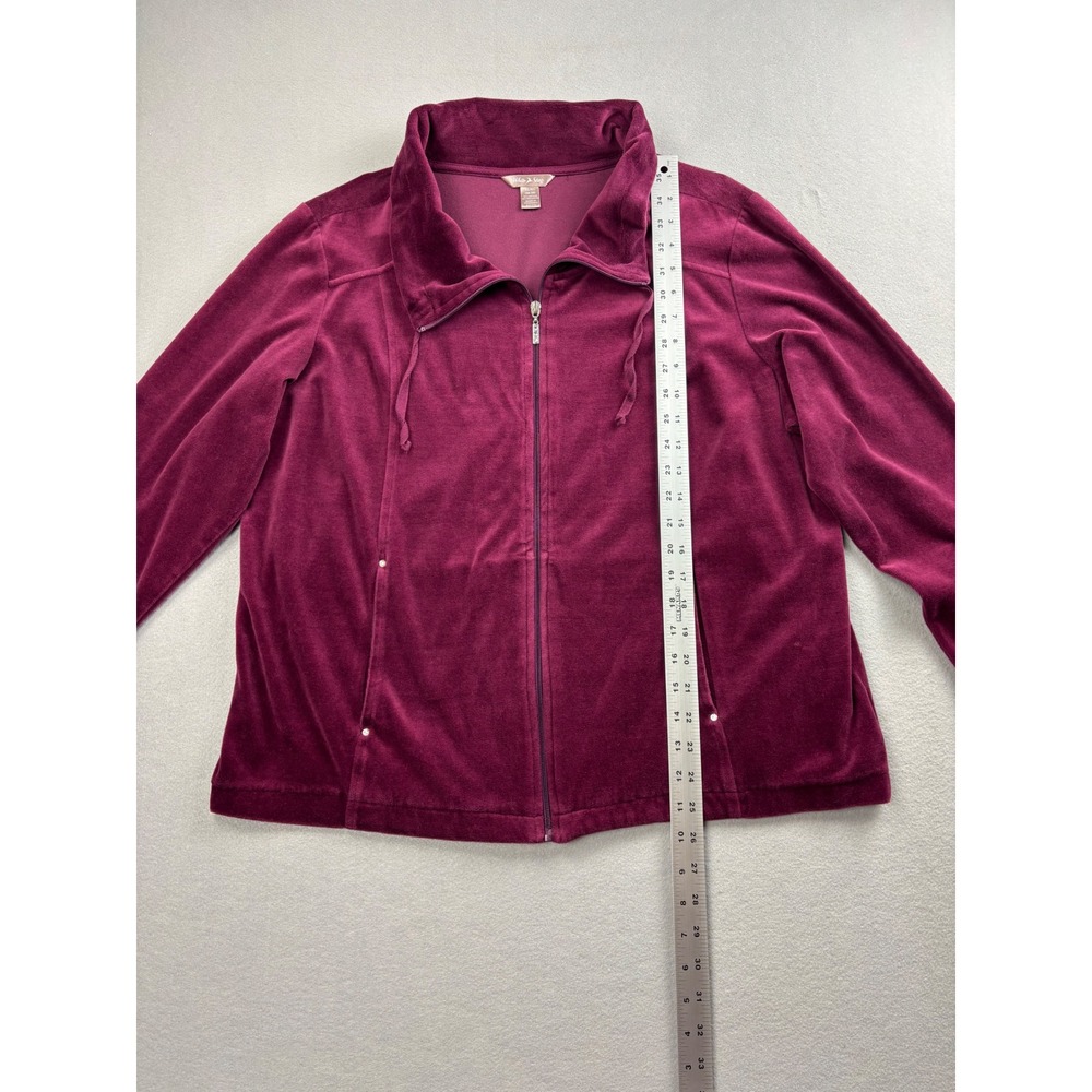 White Stag Womens Velour 2 Piece Tracksuit Jacket Pants Set Maroon Large XL - Picture 6 of 8